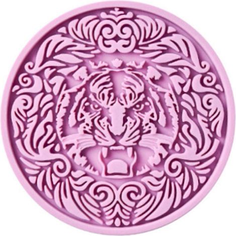 Set de table rond en silicone à motif tigre, résistant à l'huile et isolant thermique, pour la cuisine et la salle à manger. (1/5)