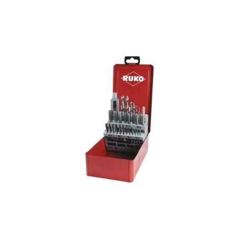 RUKO juego machos de roscar a mano HSSE-Co5 en casete industrial - 29 piezas - 245003E