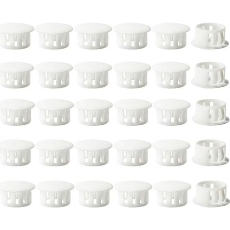 Embouts d'insertion - Embouts de fixation ronds verrouillables - Pour tubes de poteaux de clôture de meubles - 16 mm, 30 unités - Blanc (1/4)