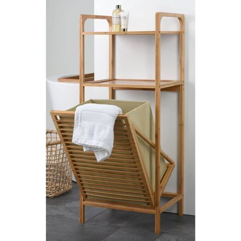 Bibliothèque de salle de bain en bambou, 40 x 30 x 95 cm (1/5)