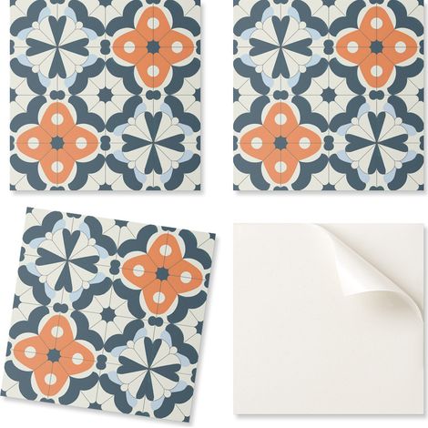 Baldosas de vinilo autoadhesivas perfectas para interiores modernos. Baldosas con estampado floral de 20x20x20 cm.