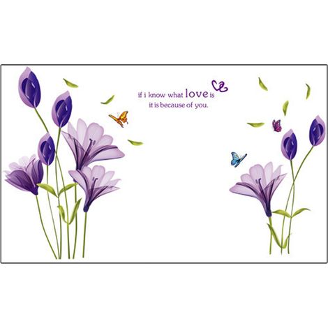 Autocollant Mural Fleurs - Film PVC Transparent Détachable - Pour Chambre Enfants Chambre À Coucher Bureau - 1 Pièce (1/5)
