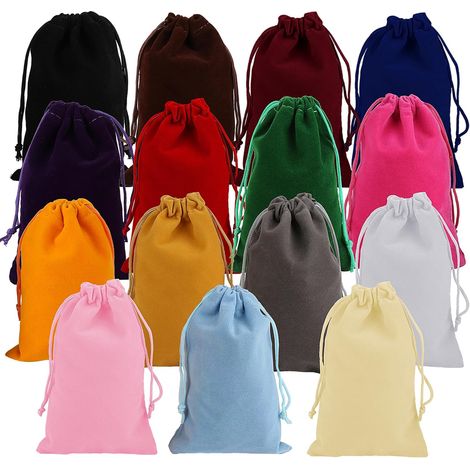 Lot de 15 Petits Sachets Pochettes en Velours, 15 Couleurs Sac en Velours avec Cordon, 10x15cm Pochette Cadeau, Pochette Bijoux pour Cadeaux, Cadeaux de Fête (1/5)
