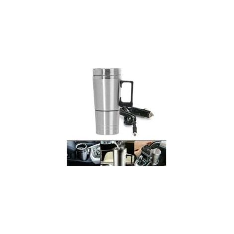 Bouilloire de voiture 300 ml en acier inoxydable 12V – Couvercle en silicone étanche – Chauffe jusqu'à 65°C – Pour café, thé, eau