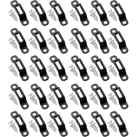 Fijaciones invisibles para muebles, 30 unidades, para media pasada en color negro.