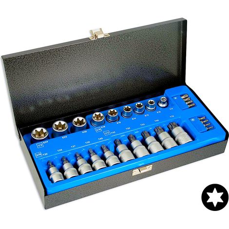 Juego de VASOS TORX Y PUNTAS TORX 3/8" Y 1/2", 27 PIEZAS… (1/3)