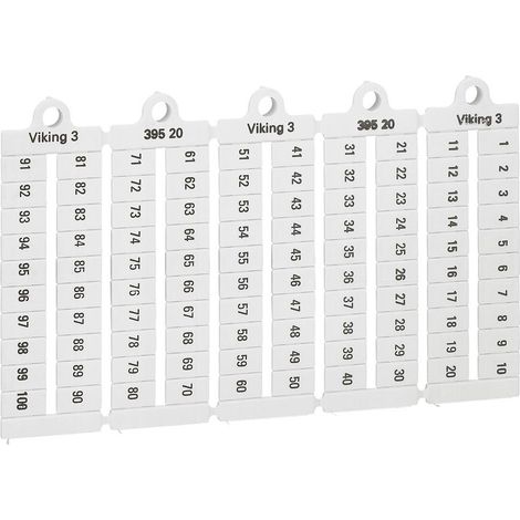 039520 Legrand - Plaque De Repères Pour Bloc De Jonction Viking 3 - Pas 6mm - Chiffres 1 à 100 (1/3)