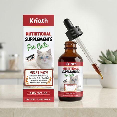 Gouttes de complément alimentaire pour chats - Apporte de multiples nutriments à votre chat, pour des soins quotidiens optimaux. 60 ml (1/5)