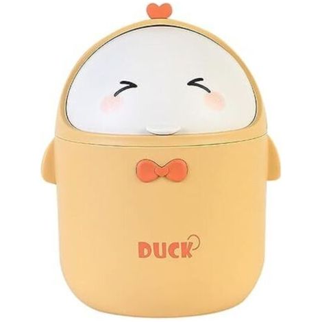 (Jaune)Mini Poubelle De Bureau Avec Couvercle, Poubelle de Style Dessin Animé Mignon Portable, Poubelle Bureau, Petite Poubelle de Salle De Bain, pour Chambre à Coucher, Bureau, Salon