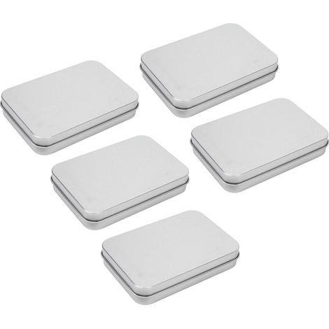 Boîte métallique coulissante x5, rangement rectangulaire argenté, vide portable pour thé, cadeau, boîte à glissière pratique (1/5)