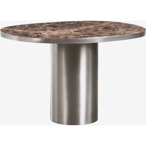 Mesa de comedor ovalada 120x100 cm en piedra natural y acero inoxidable Fertrix SKLUM       