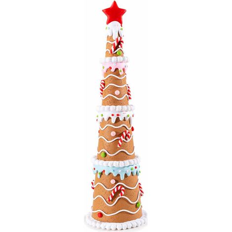 Alberi di Natale decorativo pan di zenzero in pasta di resina da appoggiare e decori dolcetti, Ø 10 cm x 35 H