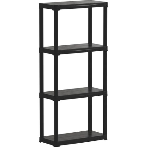 KIT SCAFFALI IN PLASTICA 4 RIPIANI cm. 60x30x133 h col. Nero (1/3)