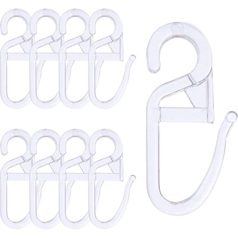 Gardinenhaken, 120 Stück, universelle Cliphaken, transparente Klapphaken, mit 6 mm Ösen, für Gardinenstangen und Kleiderstangen (1/5)