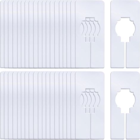 CCYKXA Set of 20 white plastic wardrobe dividers for hanging clothes, wardrobe dividers with marker (rectangular)
