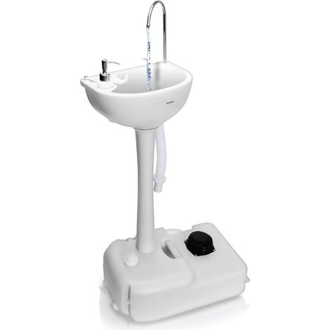 SereneLife Lavandino da campeggio portatile con porta asciugamani e dispenser di sapone, capacità di 19 l, supporto per lavabo, con ruote girevoli, per eventi all'aperto, riunioni, cantiere e (1/5)