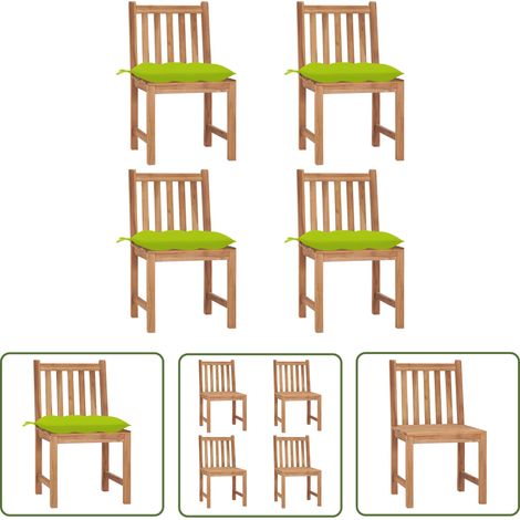 The Living Store Gartenstühle 4 Stk. mit Kissen Massivholz Teak - Teakholzmöbel - Gartenstühle - Outdoormöbel - Esszimmerstühle - Balkonmöbel (1/5)