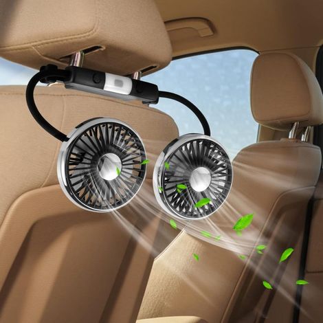Ventilateur Siège Arrière – Double Câble USB – 360° – Lumière – Réfrigération – Voiture – Frais – Portable (1/5)