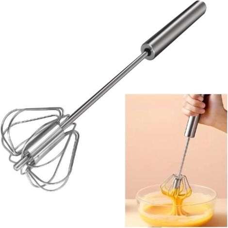 Batteur à œufs rotatif semi-automatique 1 pièce Fouet en Acier Inoxydable Outil de Cuisine (1/4)