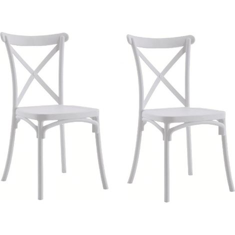 KIT 2 SEDIE POLIPROPILENE CUCINA BAR RISTORANTE SEDIA INTERNO ESTERNO BIANCO CROSS 412