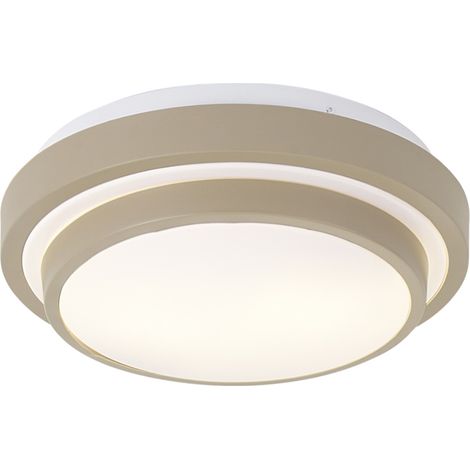 QAZQA Modern Ceiling Light Taupe with White 34cm 2-Light IP44 - (1/5)