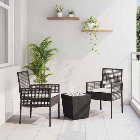 Garden Bistro Set 3 pcs Black Poly rattan vidaXL (1/5)