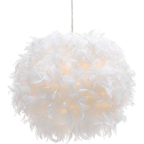 Abat-jour Plume - 30 cm - Pour Suspension E27 - Blanc - Hauteur 300 mm x Diamètre 300 mm - 1 Pièce (1/5)