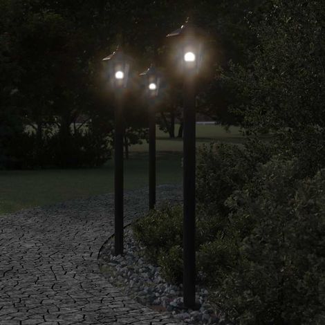 vidaXL Lampade da Terra per Esterni 3 pz Nere 120 cm in Acciaio Inox (1/5)