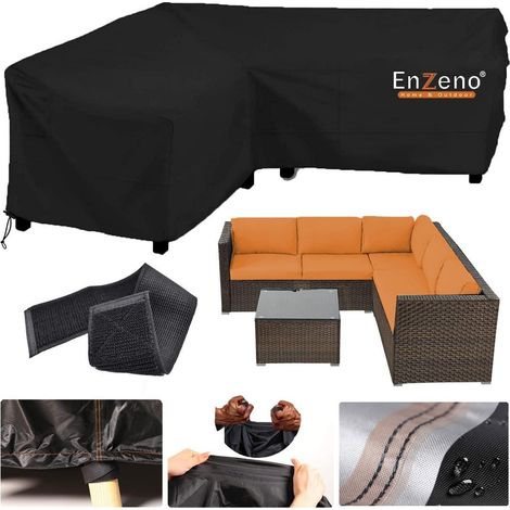 Housse de protection pour salon de jardin en L, imperméable, tissu Oxford 420D, 260x210x87cm (1/4)