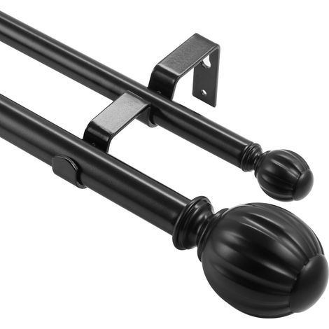 Tringles à rideaux doubles de 91,4 à 182,9 cm avec embouts ronds à longueur réglable (1/5)