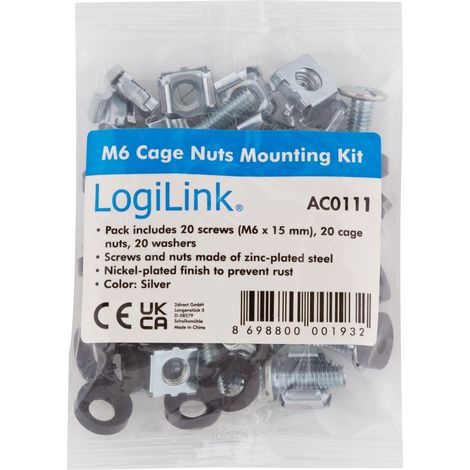 Montageset LogiLink ac0111 verzinkter Stahl 20 Stück (1/3)
