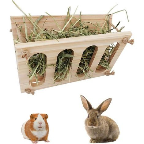 Rack à foin pliable bois naturel – 24x15 cm – Pour lapins, cobayes, chinchillas – Multifonction (1/5)