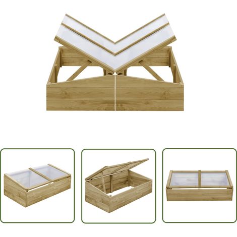 Lot de 2 Serres de Jardin Serre Tunnel de Jardin - Serre pour Plantes Bois de pin imprégné 100x50x35 cm BV296814 - BonneVie (1/5)