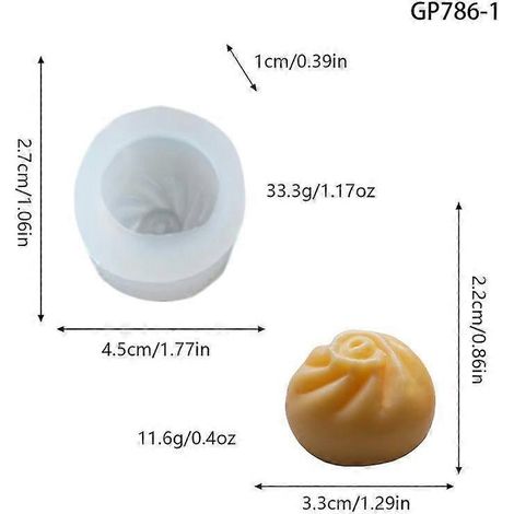 Moule en silicone 3D en forme de petit pain mignon, de qualité alimentaire, réutilisable, idéal pour la création d'objets artisanaux à partir de résine époxy, de savon, de plâtre, etc. (A1) (1/5)