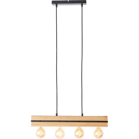 Brilliant Benny Pendelleuchte 60cm schwarz matt/natur, Metall/Bambus, 4x A60, E27, 40 W (1/4)