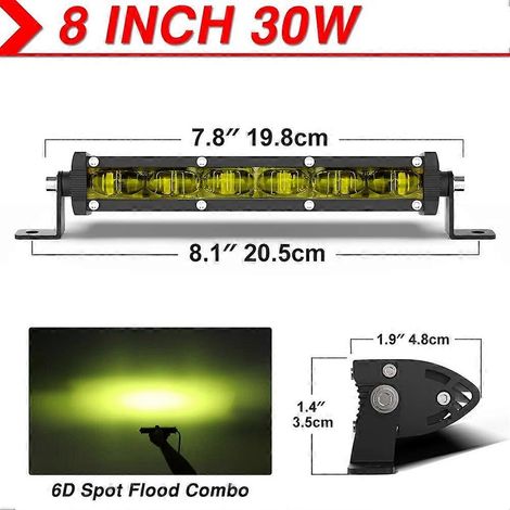 Barre lumineuse LED NAOEVO 6D 60W 120W 180W avec feux de jour, antibrouillards et projecteurs de travail LED pour 4x4 tout-terrain (phare LED 6D pour Nissan Lada, quad, camion 6D-7IN-Y). (1/5)