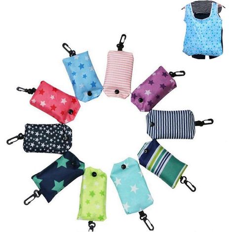 Nouveau produit, lot de 5 sacs de courses pliables et réutilisables, parfaits pour le shopping, les activités de plein air et le camping. (1/4)