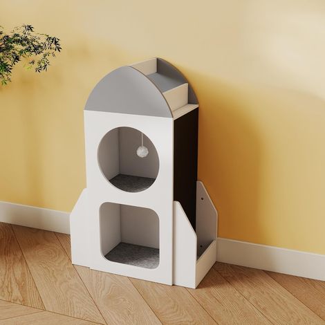 COSTWAY Libreria per Bambini, Tema Razzo Spaziale, Scaffale Portagiochi con Lavagna, 2 Cubi e Ripiano Aperto, Organizzatore per Cameretta e Sala Giochi, 60 x 31 x 94 cm