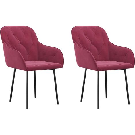 vidaXL Sedie da Pranzo 2 pz Rosso Vino in Velluto (1/5)