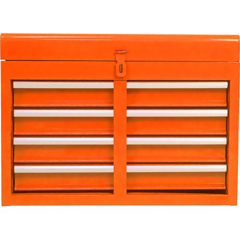 Carrello portautensili in acciaio arancione con 5 cassetti e ruote con freno (1/5)