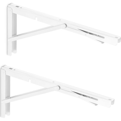 1 Paar Schwerlast-Klappkonsolen 400 x 175 mm weiß Tragkraft bis 150 kg (1/2)