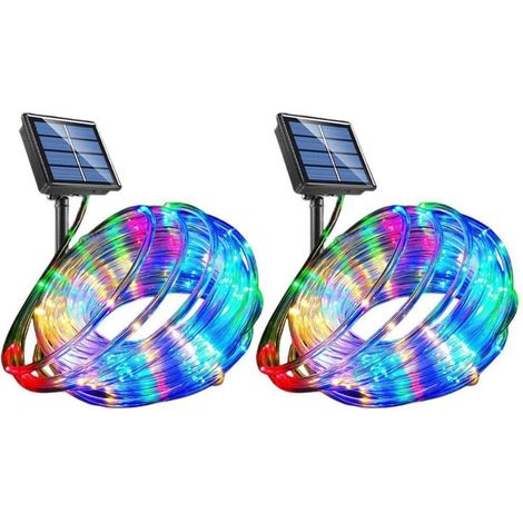 Guirlande Solaire LED 40 Pieds 100 LEDs, 8 Modes Couleurs Changeantes, Lumière Tube Étanche pour Jardin