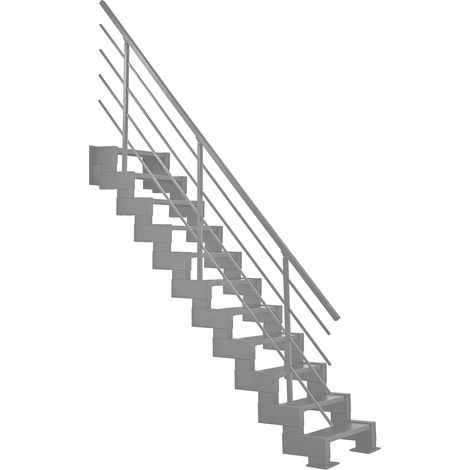 Gerade Treppe aus Metall 11 Stufen - Erreichbare Höhe 2,44 bis 3,00m - Breite 56cm - Höhenverstellbar - M-MINI/I/SNMGRI-11
