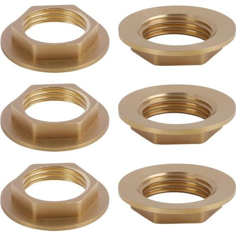 6 tuercas, Tuercas de seguridad hexagonales de latón, Tuercas de brida con rosca interna G1/2 pulgada, Tuercas de brida de 1/2 pulgada, Amarillo (1/5)