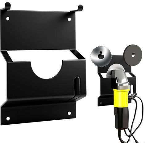 Support Mural pour Meuleuse D'Angle, Fixation Murale Support Meuleuse, Porte Outils Mural, pour ranger Les Meuleuses D'Angle, Les Disques Abrasifs et Les Disques à Tronçonner, Métal, Noir (1/5)
