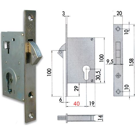 Serratura con gancio da montante Cisa 45110, lunghezza di entrata di 60 mm, per sicurezza e protezione degli infissi (1/6)