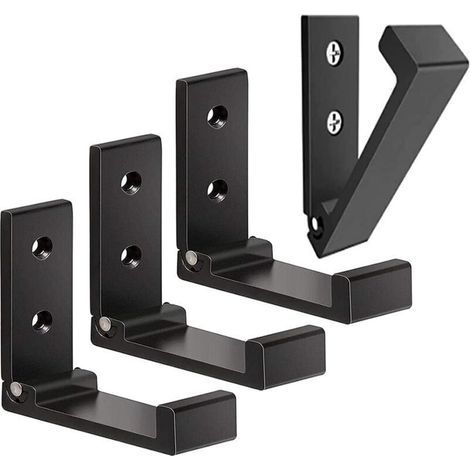 Lot de 4 Crochets Muraux Pliables-Crochets pour Manteaux Invisibles, Crochet Mural en Aluminium, Crochet de Suspension Mural en Alliage D'Aluminium Patères Pliables à 90 °-Noir (1/5)