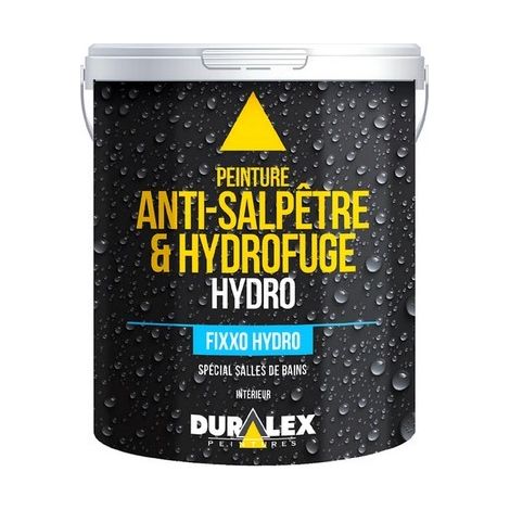 Peinture hydrophuge acrylique satinée 1L – Protection contre l'humidité – Rendement 13m²/L – Lessivable pour entretien facile – Duralex