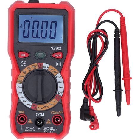 Digitales Multimeter mit Hintergrundbeleuchtung, hoher Genauigkeit, automatischer LED-Anzeige, DC/AC-Voltmeter mit Taschenlampe R