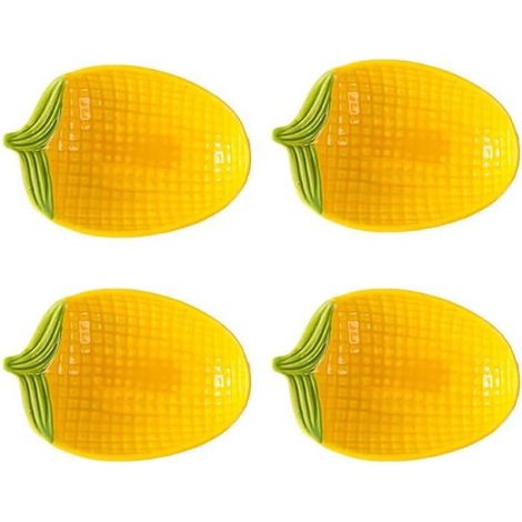 Lot de 4 assiettes en céramique, motif maïs, 14,7 cm, pour apéritif, dessert, sauce, usage domestique et restaurant (1/5)
